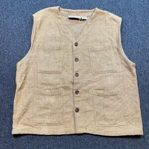 Address Unknown Utility Vest XXL Men Tan Boho Skater Gorpcore Four Pocket Cotton